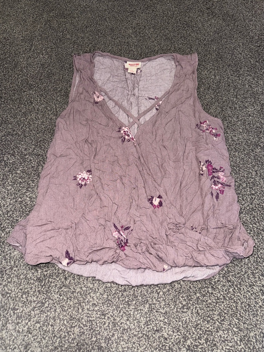 Y2K Mossimo Floral Crinkle Tank Top Women’s Large Fairy Grunge Boho